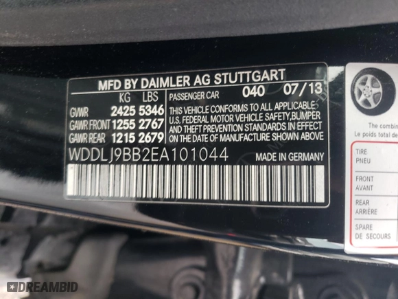 2014 Mercedes-Benz CLS-Class CLS 550 with VIN WDDLJ9BB2EA101044, listed as a Copart auction lot 43813195 with NaN miles and Salvage Title. Bid and sale history available at carsss.com. Image 12.