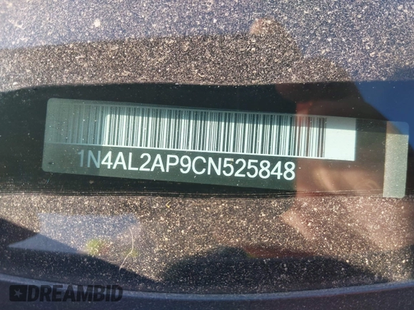 2012 Nissan Altima 2.5 SL with VIN 1N4AL2AP9CN525848, listed as a IAAI auction lot 41876998 with 222,136 mi miles. Bid and sale history available at carsss.com. Image 9.