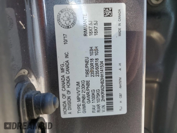 2017 Honda CR-V EX-L with VIN 2HKRW2H82HH141534, listed as a Copart auction lot 46274385 with 157,024 mi miles and Salvage Title. Bid and sale history available at carsss.com. Image 14.