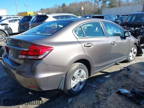 2013 Honda Civic LX with VIN 2HGFB2F59DH598885, listed as a IAAI auction lot 41734451 with 124,453 mi miles and . Bid and sale history available at DreamBid. Image 4.