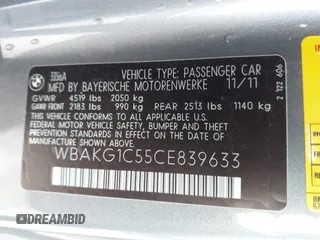 2012 BMW 3 Series 335is with VIN WBAKG1C55CE839633, listed as a IAAI auction lot 42516672 with 111,320 mi miles and . Bid and sale history available at DreamBid. Image 9.