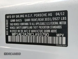 2012 Porsche Cayenne S Hybrid with VIN WP1AE2A28CLA93790, listed as a Copart auction lot 42040485 with 150,816 mi miles and Clean title. Bid and sale history available at DreamBid. Image 12.