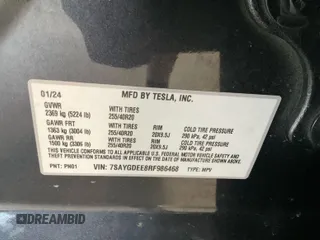 2024 Tesla Model Y Long Range z VIN 7SAYGDEE8RF986468, wystawiony jako IAAI lot #42150514 z przebiegiem 11 353 mil mil oraz . Historia ofert i sprzedaży dostępna na DreamBid. Obrazek 1.