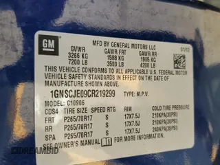 2012 Chevrolet Suburban LT z VIN 1GNSCJE09CR219299, wystawiony jako Copart lot #59689884 z przebiegiem 223 294 mil mil oraz Czysty tytuł • Clean title. Historia ofert i sprzedaży dostępna na DreamBid. Obrazek 13.