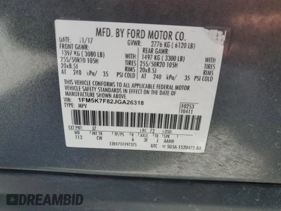 2018 Ford Explorer Limited with VIN 1FM5K7F82JGA26318, listed as a Copart auction lot 49865765 with 115,533 mi miles and Salvage Title. Bid and sale history available at carsss.com. Image 14.