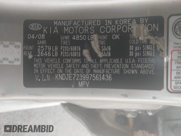 2009 Kia Sportage LX with VIN KNDJE723997561436, listed as a IAAI auction lot 41440459 with 183,476 mi miles. Bid and sale history available at carsss.com. Image 9.