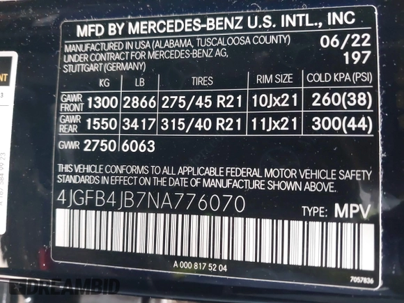 2022 Mercedes-Benz GLE 350 z VIN 4JGFB4JB7NA776070, wystawiony jako IAAI lot #41882119 z przebiegiem 14 387 mil mil oraz . Historia ofert i sprzedaży dostępna na DreamBid. Obrazek 9.