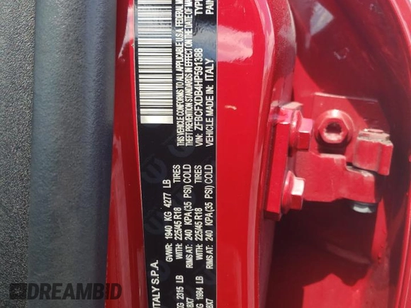 2017 FIAT 500X Lounge with VIN ZFBCFXDB4HP591388, listed as a Copart auction lot 59065624 with 135,494 mi miles and Salvage title. Bid and sale history available at DreamBid. Image 12.