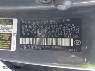 2009 Toyota Camry with VIN 4T1BE46K89U395041, listed as a IAAI auction lot 41558856 with 213,598 mi miles. Bid and sale history available at carsss.com. Image 9.