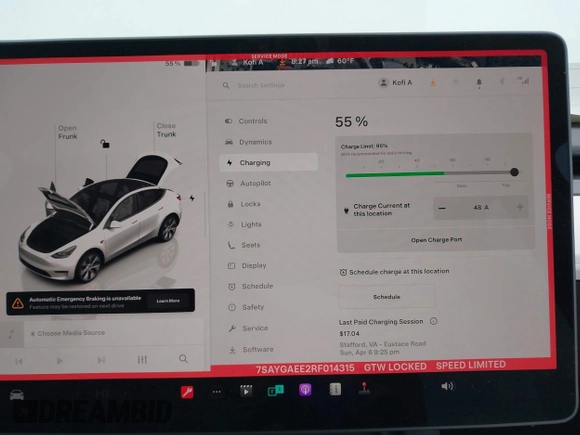 2024 Tesla Model Y Long Range with VIN 7SAYGAEE2RF014315, listed as a IAAI auction lot 42053183 with 36,521 mi miles and . Bid and sale history available at DreamBid. Image 17.