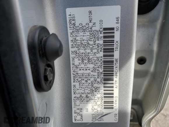 2005 Toyota Tacoma PreRunner with VIN 3TMKU72N65M003911, listed as a Copart auction lot 49546495 with 281,611 mi miles and Salvage title. Bid and sale history available at DreamBid. Image 12.