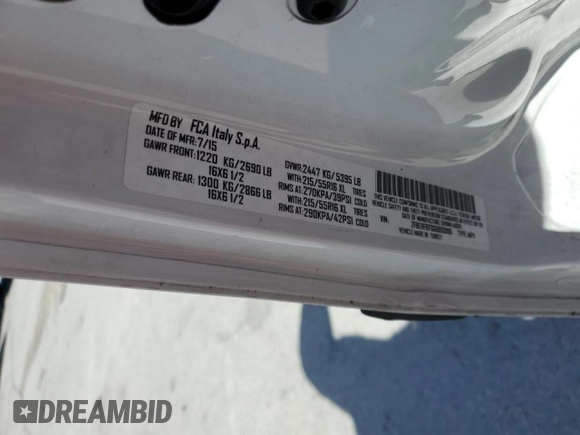 2016 Ram ProMaster City Cargo Tradesman SLT with VIN ZFBERFBT0G6B00196, listed as a Copart auction lot 51330705 with 164,887 mi miles and Salvage Title. Bid and sale history available at DreamBid. Image 15.