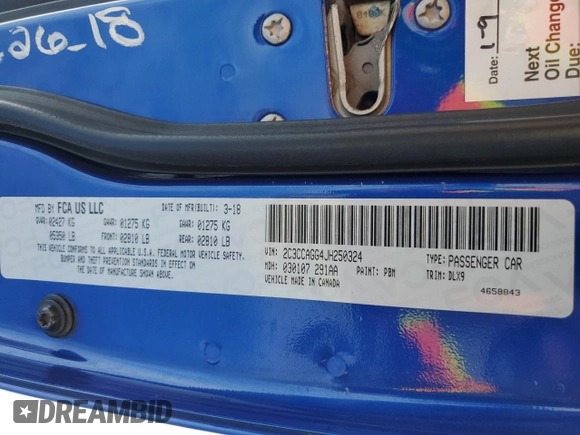 2018 Chrysler 300 S with VIN 2C3CCAGG4JH250324, listed as a Copart auction lot 74555864 with 129,650 mi miles and Salvage Title. Bid and sale history available at DreamBid. Image 12.