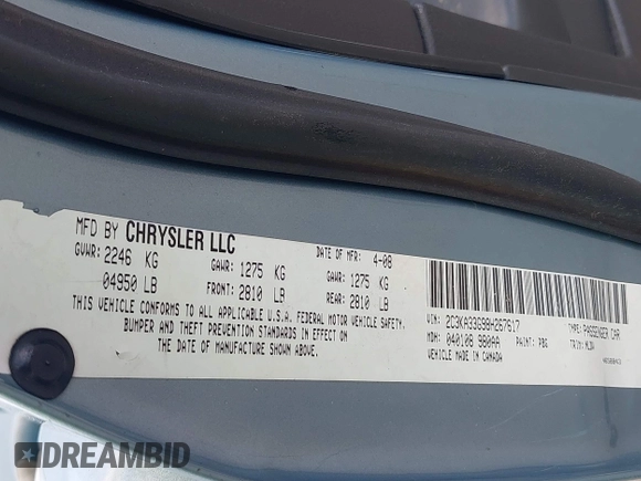 2008 Chrysler 300 Limited with VIN 2C3KA33G98H267617, listed as a IAAI auction lot 42256596 with 391,552 mi miles and . Bid and sale history available at DreamBid. Image 9.