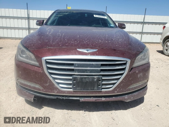 2015 Hyundai Genesis 5.0L with VIN KMHGN4JF4FU045739, listed as a Copart auction lot 61482474 with 117,558 mi miles and Salvage Title. Bid and sale history available at carsss.com. Image 5.
