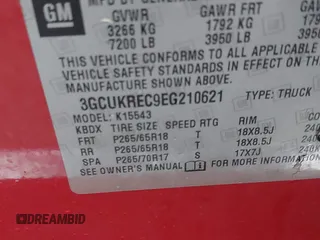 2014 Chevrolet Silverado 1500 LT with VIN 3GCUKREC9EG210621, listed as a IAAI auction lot 42011581 with Not Provided miles and . Bid and sale history available at DreamBid. Image 9.