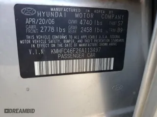 2006 Hyundai Azera SE with VIN KMHFC46F26A113497, listed as a Copart auction lot 73976074 with 172,550 mi miles and Salvage Title. Bid and sale history available at carsss.com. Image 13.