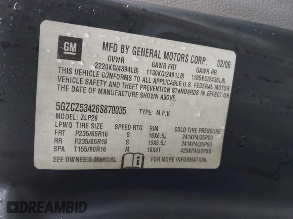 2006 Saturn VUE z VIN 5GZCZ53426S870035, wystawiony jako IAAI lot #41731594 z przebiegiem 161 356 mil mil oraz . Historia ofert i sprzedaży dostępna na DreamBid. Obrazek 9.