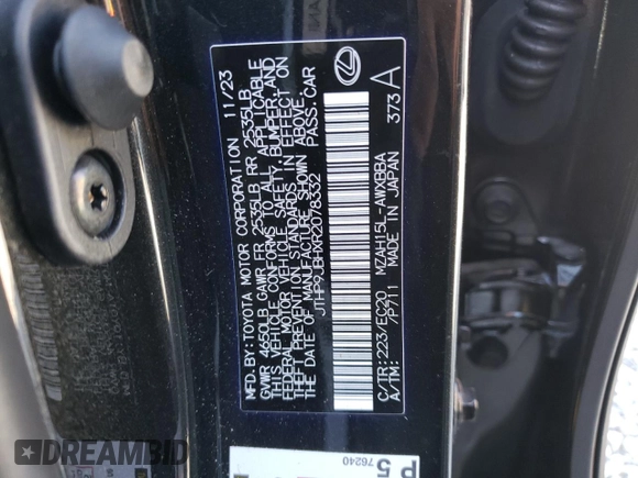 2024 Lexus UX 250h Premium с VIN JTHP9JBHXR2078332, выставлен на аукционе Copart как лот 72142744 с пробегом 7 462 миль миль и Списание • Salvage title. История ставок и продаж доступна на DreamBid. Изображение 13.