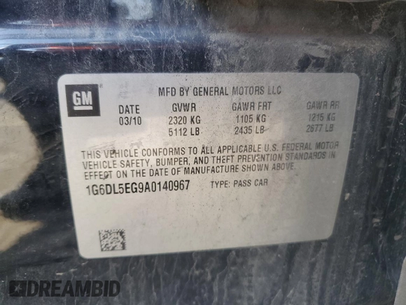 2010 Cadillac CTS Performance z VIN 1G6DL5EG9A0140967, wystawiony jako Copart lot #49214835 z przebiegiem 192 575 mil mil oraz Czysty tytuł • Clean title. Historia ofert i sprzedaży dostępna na DreamBid. Obrazek 12.