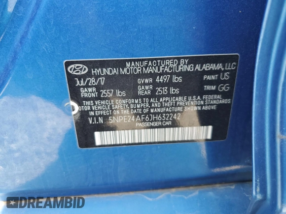 2018 Hyundai Sonata SE z VIN 5NPE24AF6JH632242, wystawiony jako Copart lot #54995885 z przebiegiem 83 722 mil mil oraz Szkoda całkowita • Salvage title. Historia ofert i sprzedaży dostępna na DreamBid. Obrazek 12.