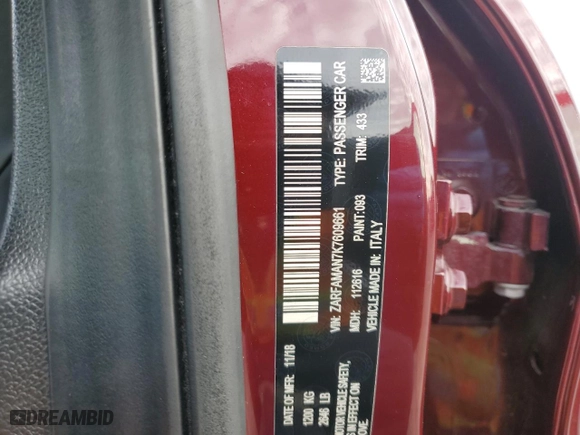 2019 Alfa Romeo Giulia with VIN ZARFAMAN7K7609661, listed as a Copart auction lot 49007875 with 36,580 mi miles and Salvage Title. Bid and sale history available at carsss.com. Image 12.