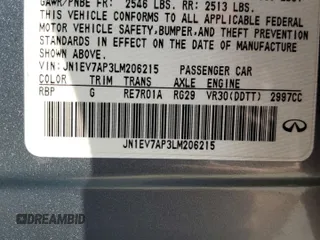 2020 Infiniti Q50 Luxe z VIN JN1EV7AP3LM206215, wystawiony jako Copart lot #60455115 z przebiegiem 88 736 mil mil oraz Szkoda całkowita • Salvage title. Historia ofert i sprzedaży dostępna na DreamBid. Obrazek 12.