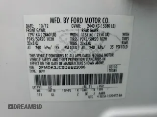 2013 Ford Edge SEL with VIN 2FMDK3JC0DBB22086, listed as a Copart auction lot 48160145 with 180,614 mi miles and Salvage Title. Bid and sale history available at carsss.com. Image 14.