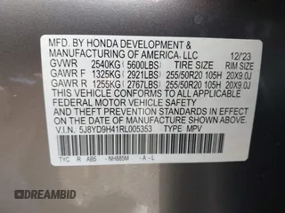 2024 Acura MDX Technology z VIN 5J8YD9H41RL005353, wystawiony jako IAAI lot #41329193 z przebiegiem 9 236 mil mil oraz . Historia ofert i sprzedaży dostępna na DreamBid. Obrazek 9.