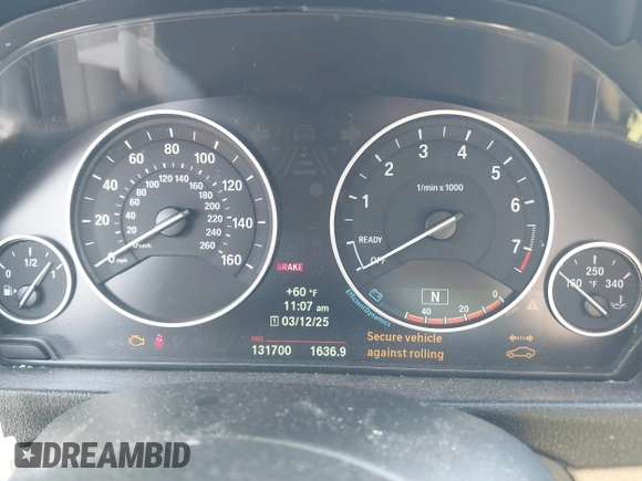 2013 BMW 3 Series 328i with VIN WBA3C1G53DNR44943, listed as a IAAI auction lot 41769496 with 131,700 mi miles and . Bid and sale history available at carsss.com. Image 7.