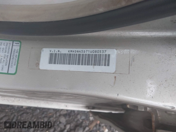 2001 Hyundai Elantra GLS z VIN KMHDN45D71U080537, wystawiony jako IAAI lot #42095959 z przebiegiem Nie podano mil oraz . Historia ofert i sprzedaży dostępna na DreamBid. Obrazek 9.