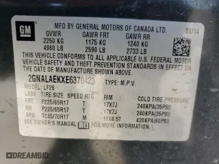 2014 Chevrolet Equinox LS with VIN 2GNALAEKXE6370423, listed as a Copart auction lot 54389875 with 216,531 mi miles and Clean Title. Bid and sale history available at carsss.com. Image 14.