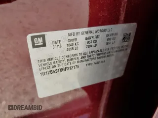 2016 Chevrolet Malibu LS z VIN 1G1ZB5ST0GF212175, wystawiony jako Copart lot #57419615 z przebiegiem 119 458 mil mil oraz Szkoda całkowita • Salvage title. Historia ofert i sprzedaży dostępna na DreamBid. Obrazek 12.