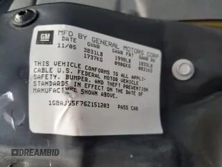 2006 Saturn ION z VIN 1G8AJ55F76Z151203, wystawiony jako Copart lot #68924204 z przebiegiem Nie podano mil oraz Szkoda całkowita • Salvage title. Historia ofert i sprzedaży dostępna na DreamBid. Obrazek 12.