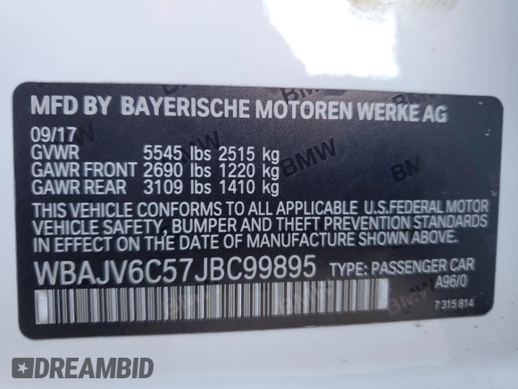 2018 BMW 6 Series 640i xDrive z VIN WBAJV6C57JBC99895, wystawiony jako Copart lot #46605815 z przebiegiem 72 330 mil mil oraz Szkoda całkowita • Salvage title. Historia ofert i sprzedaży dostępna na DreamBid. Obrazek 12.