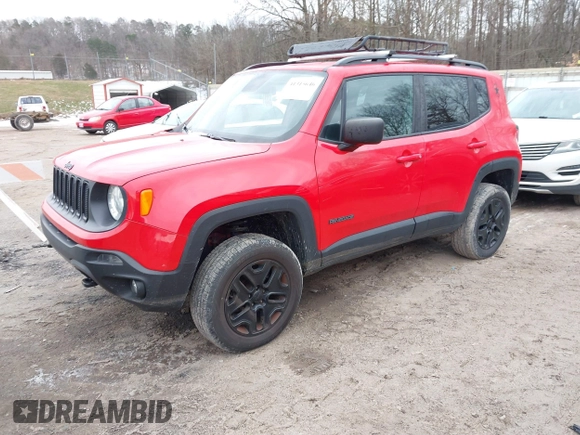 2018 Jeep Renegade Upland z VIN ZACCJBAB2JPH99054, wystawiony jako IAAI lot #41315646 z przebiegiem 100 710 mil mil oraz . Historia ofert i sprzedaży dostępna na DreamBid. Obrazek 2.