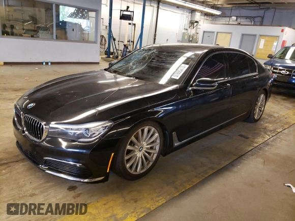 2016 BMW 7 Series 740i with VIN WBA7E2C5XGG547780, listed as a Copart auction lot 57895613 with 108,100 mi miles. Bid and sale history available at carsss.com. Image 1.
