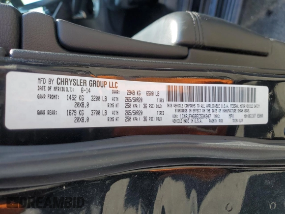 2014 Jeep Grand Cherokee Laredo with VIN 1C4RJFAG9EC534347, listed as a Copart auction lot 54872865 with 122,960 mi miles and Clean Title. Bid and sale history available at carsss.com. Image 13.