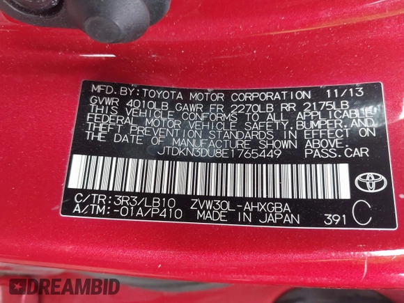 2014 Toyota Prius Four z VIN JTDKN3DU8E1765449, wystawiony jako IAAI lot #42208013 z przebiegiem 99 279 mil mil oraz . Historia ofert i sprzedaży dostępna na DreamBid. Obrazek 9.
