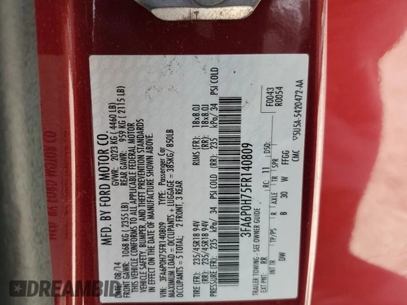 2015 Ford Fusion SE with VIN 3FA6P0H75FR140809, listed as a Copart auction lot 64732805 with 131,060 mi miles and Clean title. Bid and sale history available at DreamBid. Image 12.