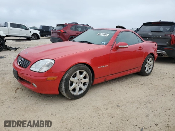 2002 Mercedes-Benz SLK-Class 2.3L Kompressor with VIN WDBKK49F22F240019, listed as a Copart auction lot 88418885 with 55,974 mi miles and Clean Title. Bid and sale history available at carsss.com. Image 1.