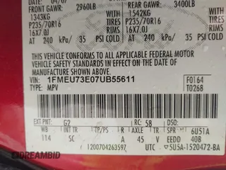 2007 Ford Explorer XLT z VIN 1FMEU73E07UB55611, wystawiony jako IAAI lot #42277865 z przebiegiem 223 131 mil mil oraz . Historia ofert i sprzedaży dostępna na DreamBid. Obrazek 9.