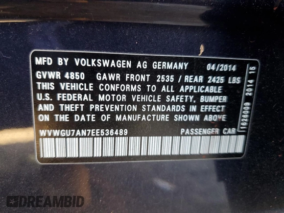 2014 Volkswagen CC VR6 Executive 4Motion with VIN WVWGU7AN7EE536489, listed as a Copart auction lot 76318974 with 122,420 mi miles and Salvage Title. Bid and sale history available at carsss.com. Image 12.