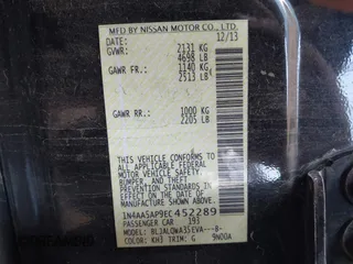 2014 Nissan Maxima S with VIN 1N4AA5AP9EC452289, listed as a IAAI auction lot 42422600 with 118,368 mi miles and . Bid and sale history available at DreamBid. Image 9.