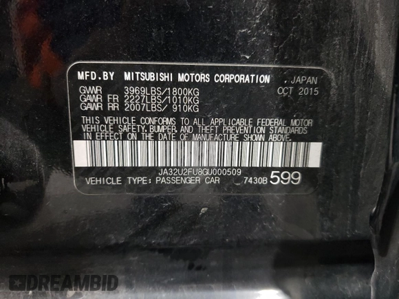 2016 Mitsubishi Lancer ES with VIN JA32U2FU8GU000509, listed as a Copart auction lot 75942174 with 116,003 mi miles and Salvage Title. Bid and sale history available at DreamBid. Image 12.