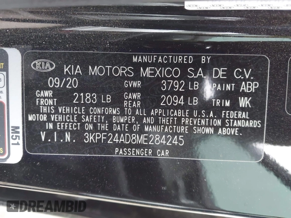 2021 Kia Forte LXS z VIN 3KPF24AD8ME284245, wystawiony jako IAAI lot #42451746 z przebiegiem 56 975 mil mil oraz . Historia ofert i sprzedaży dostępna na DreamBid. Obrazek 9.