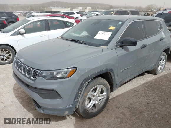 2023 Jeep Compass Sport with VIN 3C4NJDAN0PT572381, listed as a IAAI auction lot 41790372 with 28,827 mi miles and . Bid and sale history available at DreamBid. Image 2.