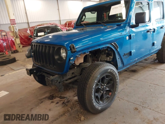 2021 Jeep Wrangler Unlimited Sport S with VIN 1C4HJXDG9MW797013, listed as a IAAI auction lot 41966754 with 53,583 mi miles. Bid and sale history available at carsss.com. Image 20.