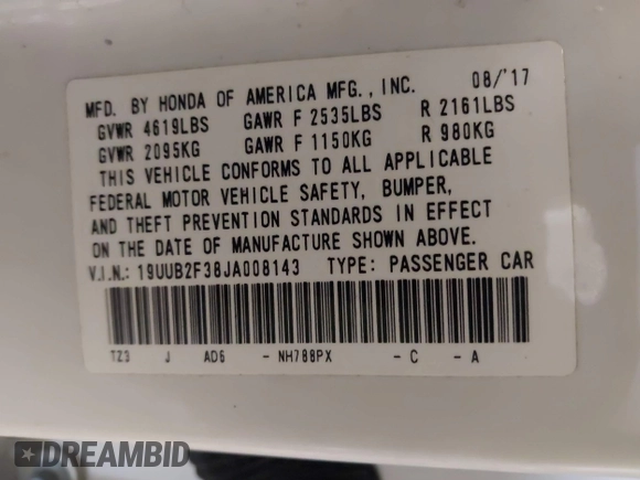 2018 Acura TLX with VIN 19UUB2F38JA008143, listed as a IAAI auction lot 41161669 with 105,483 mi miles. Bid and sale history available at carsss.com. Image 9.