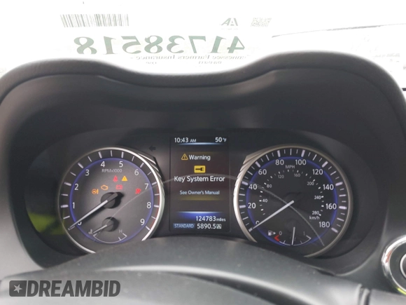 2016 Infiniti Q50 Premium with VIN JN1EV7AR5GM345768, listed as a IAAI auction lot 41738518 with 124,783 mi miles and . Bid and sale history available at carsss.com. Image 7.